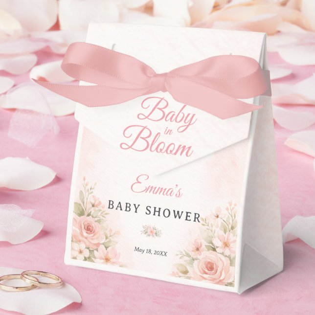 Blush Pink Floral Baby in Bloom  Presentaskar (Bröllop)