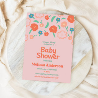 Blush Pink Floral Baby Shower Invitation for Girl Inbjudningar
