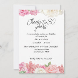 Blush pink floral birthdayInvitation Inbjudningar