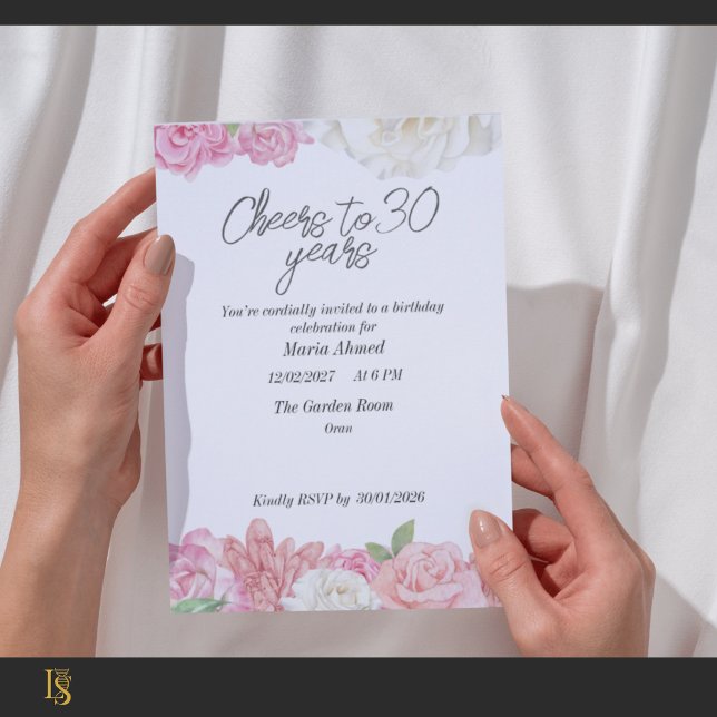 Blush pink floral birthdayInvitation Inbjudningar (Skapare uppladdad)