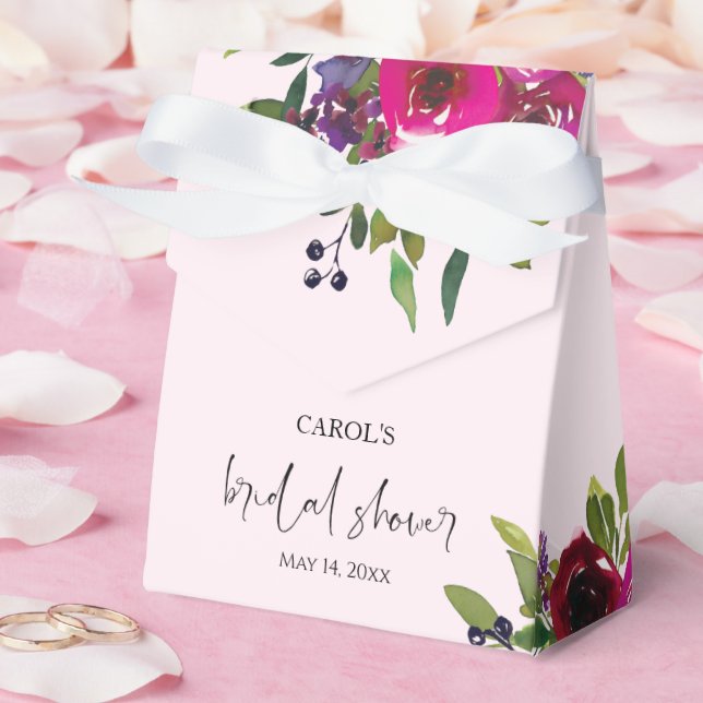Blush Pink Floral Bridal Shower Favor Box Presentaskar (Bröllop)