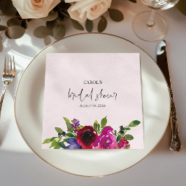 Blush Pink Floral Bridal Shower Paper Napkin Pappersservett