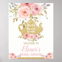 Blush Pink Floral Bridal Shower Tea Party Welcome