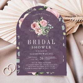 Blush Pink Floral Dusty Purple Bridal Shower Inbjudningar