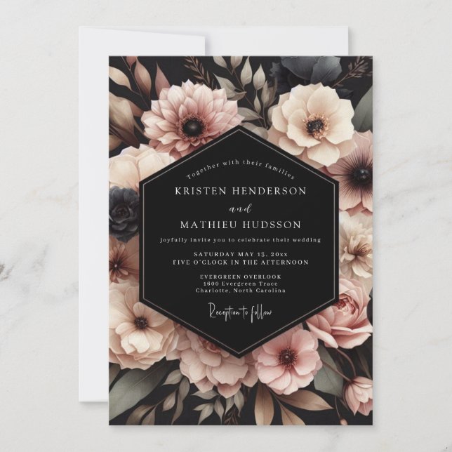 Blush Pink Floral Elegance Wedding Inbjudningar (Framsida)