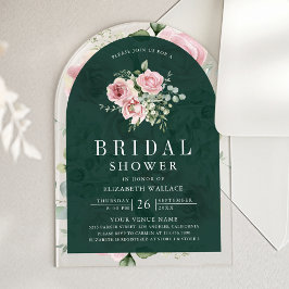 Blush Pink Floral Emerald Green Bridal Shower