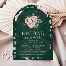 Blush Pink Floral Emerald Green Bridal Shower