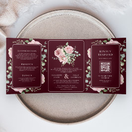 Blush Pink Floral Eucalyptus Burgundy Wedding