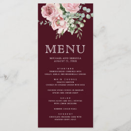 Blush Pink Floral Eucalyptus Burgundy Wedding Meny