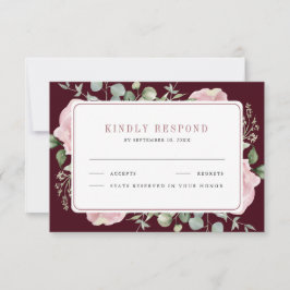 Blush Pink Floral Eucalyptus Burgundy Wedding OSA Kort
