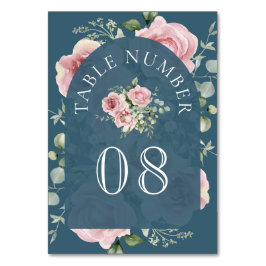 Blush Pink Floral Eucalyptus Dusty Blue Wedding Bordsnummer