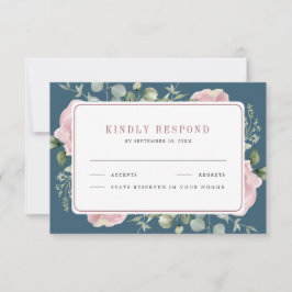 Blush Pink Floral Eucalyptus Dusty Blue Wedding OSA Kort