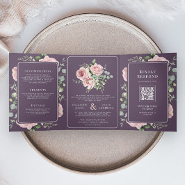 Blush Pink Floral Eucalyptus Dusty Purple Wedding