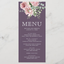 Blush Pink Floral Eucalyptus Dusty Purple Wedding Meny
