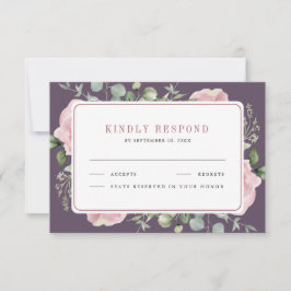 Blush Pink Floral Eucalyptus Dusty Purple Wedding OSA Kort