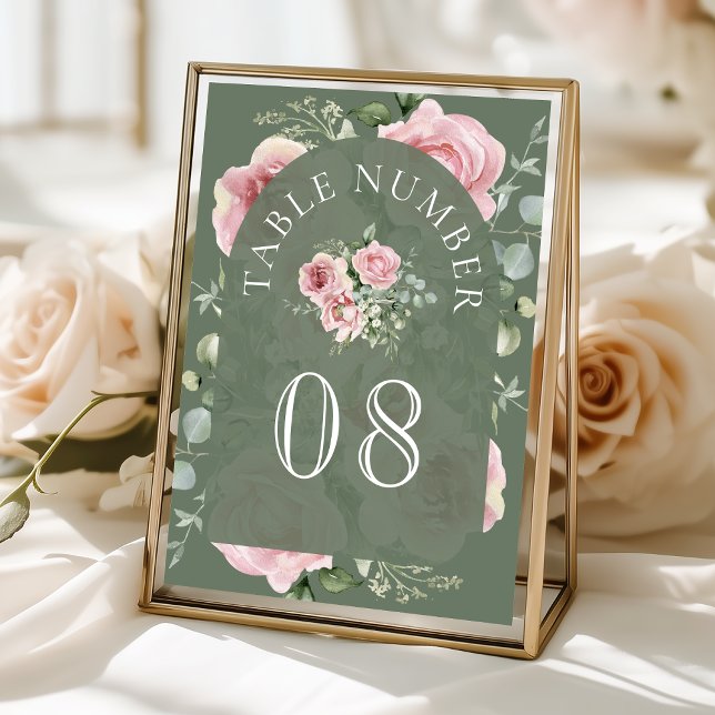 Blush Pink Floral Eucalyptus Sage Green Wedding Bordsnummer (Skapare uppladdad)