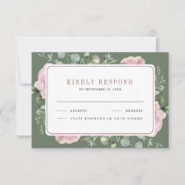 Blush Pink Floral Eucalyptus Sage Green Wedding OSA Kort