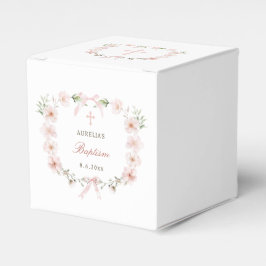 Blush Pink Floral Frame Baptism Cube Presentaskar