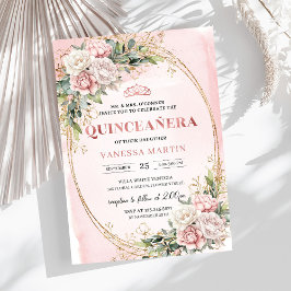 Blush Pink Floral Greenery Quince Invitation Inbjudningar