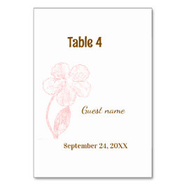 Blush Pink Floral Guest Name & Table Number Card Bordsnummer