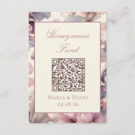 Blush Pink Floral Honeymoon Fund QR Code Cards Tilläggskort