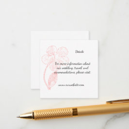 Blush Pink Floral Line Art Wedding Details Tilläggskort