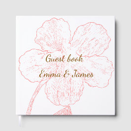 Blush Pink Floral Line Art Wedding Guest Book Gästböcker