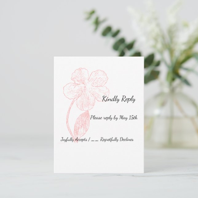 Blush Pink Floral Line Art Wedding OSA Kort (Stående Fram)