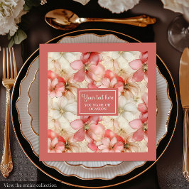 Blush Pink Floral Napkin Elegant Wedding Tableware Pappersservett