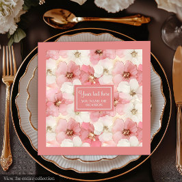 Blush Pink Floral Napkins Elegant Wedding Gift Pappersservett