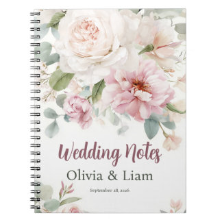 Blush Pink Floral Personalized Wedding Planner Anteckningsbok