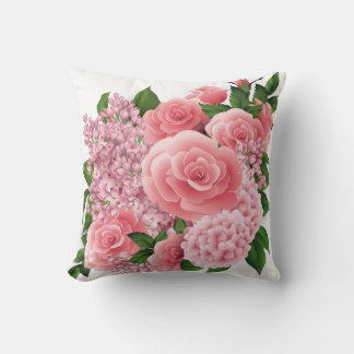 Blush Pink Floral Pillow | Throw Pillow 16x16 Inch Kudde