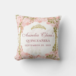 Blush Pink Floral Princess Gold Arch Quinceanera Kudde