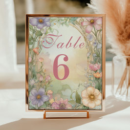 Blush Pink Floral Quinceanera Celebration Bordsnummer