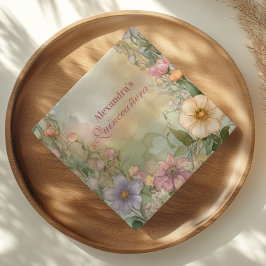 Blush Pink Floral Quinceanera Celebration Pappersservett
