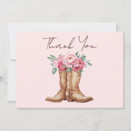 Blush Pink Floral Rustic Cowboy Boots Thank You Tack Kort