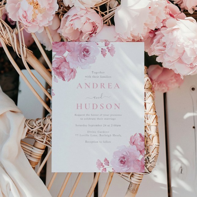 Blush Pink Floral Watercolor Wedding Inbjudningar (Skapare uppladdad)