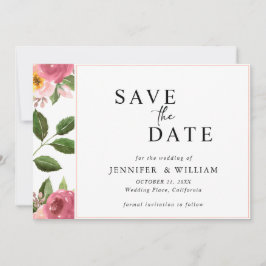 Blush Pink Floral Watercolor Wedding  Spara Datumet