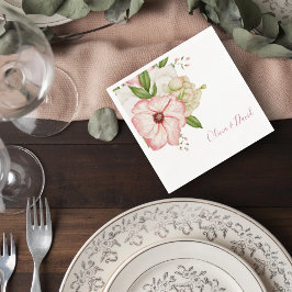 Blush Pink Floral Wedding Cocktail Napkin Pappersservett