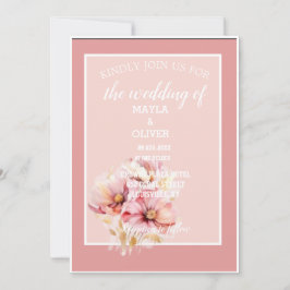 Blush Pink Floral Wedding Invitation Inbjudningar