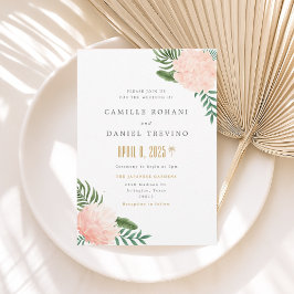 Blush Pink Floral Wedding Invitation with Elegant  Inbjudningar