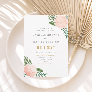 Blush Pink Floral Wedding Invitation with Elegant Inbjudningar