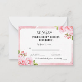 Blush Pink Floral Wedding RSVP Card Anteckningskort