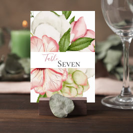 Blush Pink Floral Wedding Table Number Card Bordsnummer