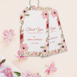    Blush Pink Floral Wedding Thank You Favor Presentetikett