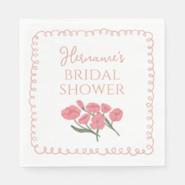 Blush Pink Floral Whimsical Bridal Shower Pappersservett