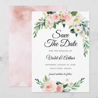 Blush Pink Floral Wreath Wedding Save The Date Inbjudningar