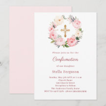 Blush pink florals cross Confirmation