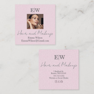 Blush Pink foto & Skönhetsstudio Monogram Fyrkantigt Visitkort
