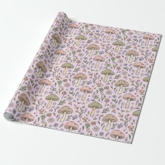Blush Pink Fungi Seamless Pattern Gift Presentpapper